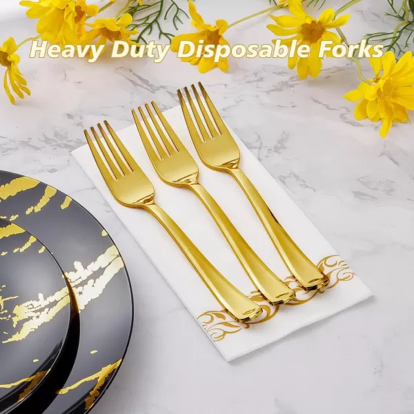 Goodluck 300 Pack Rose Gold Plastic Forks, Heavy Duty Rose Gold Forks Disposable, Rose Gold Plastic Cutlery Perfect for Weddings, Parties, Dinners