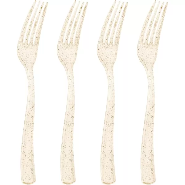 Goodluck 300 Pack Rose Gold Plastic Forks, Heavy Duty Rose Gold Forks Disposable, Rose Gold Plastic Cutlery Perfect for Weddings, Parties, Dinners