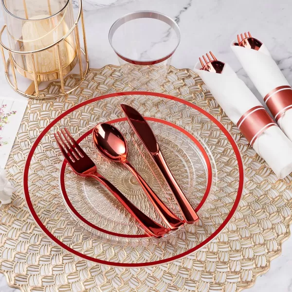 Disposable Dinnerware Set For Party, Includes 100 Plastic Plates, 50
