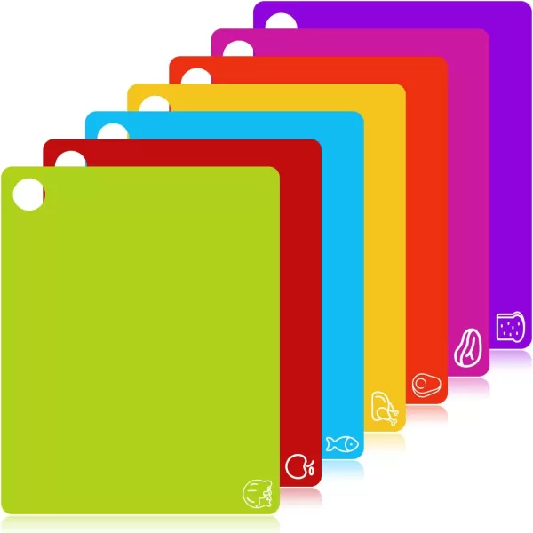 Goodluck 4 Pieces Flexible Cutting Boards, BPA Free Plastic Cutting Boards for Kitchen, Non Slip Cutting Mat for Meat and Vegetables