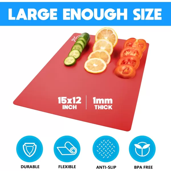 Goodluck 4 Pieces Flexible Cutting Boards, BPA Free Plastic Cutting Boards for Kitchen, Non Slip Cutting Mat for Meat and Vegetables