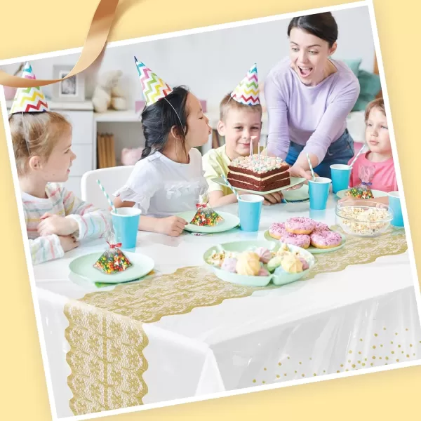 Goodluck 40 Inch X 300 Feet Plastic Table Cover Roll, Disposable Table Cloths for Parties, Rectangle Plastic Tablecloths for Party, Banquet, Wedding, Birthday, Anniversary Decorations, White