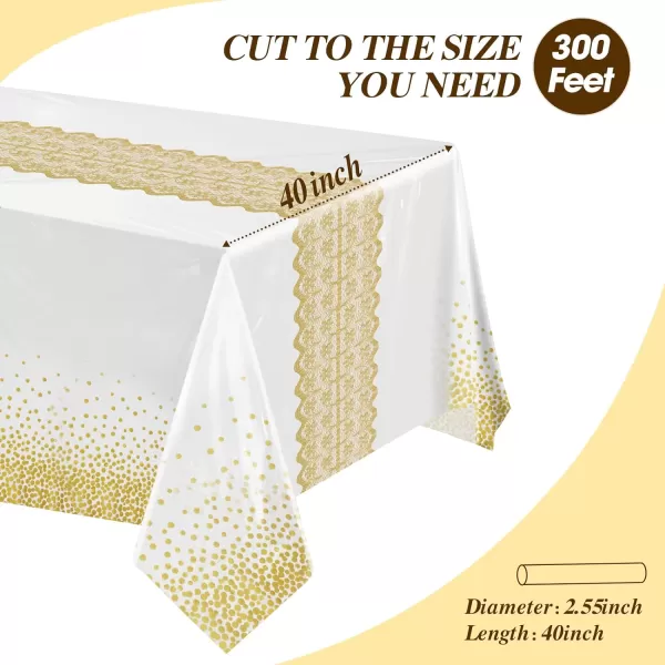 Goodluck 40 Inch X 300 Feet Plastic Table Cover Roll, Disposable Table Cloths for Parties, Rectangle Plastic Tablecloths for Party, Banquet, Wedding, Birthday, Anniversary Decorations, White