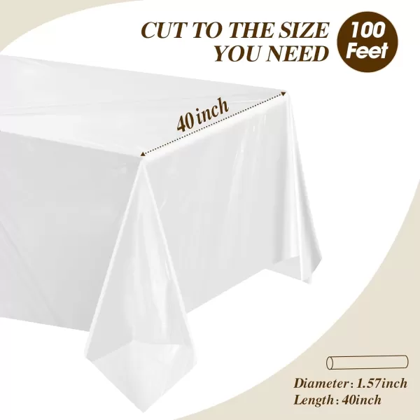 Goodluck 40 Inch X 300 Feet Plastic Table Cover Roll, Disposable Table Cloths for Parties, Rectangle Plastic Tablecloths for Party, Banquet, Wedding, Birthday, Anniversary Decorations, White