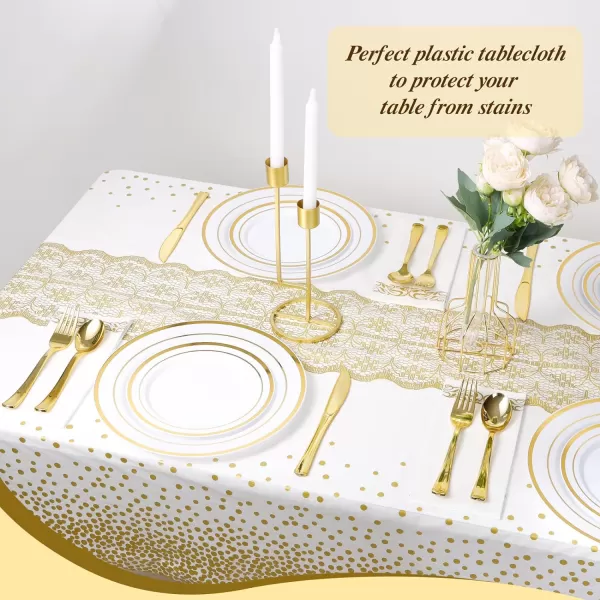 Goodluck 40 Inch X 300 Feet Plastic Table Cover Roll, Disposable Table Cloths for Parties, Rectangle Plastic Tablecloths for Party, Banquet, Wedding, Birthday, Anniversary Decorations, White