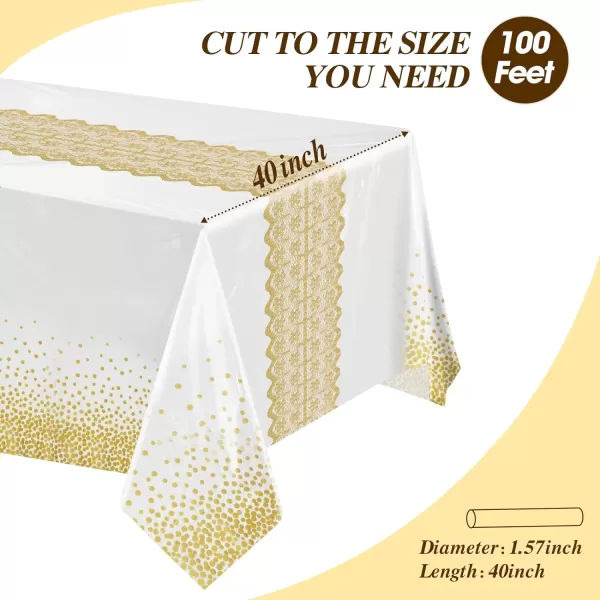 Goodluck 40 Inch X 300 Feet Plastic Table Cover Roll, Disposable Table Cloths for Parties, Rectangle Plastic Tablecloths for Party, Banquet, Wedding, Birthday, Anniversary Decorations, White