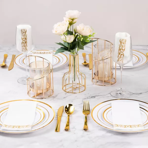 Goodluck 400 Pack Disposable Gold Napkins, Decorative Linen Like Dinner Napkins, Soft and Absorbent Party Napkins, Guest Hand Towels for Bathroom, Kitchen, Parties, Dinners or Events