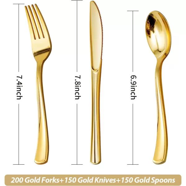 Goodluck 500 Silver Plastic Silverware, Silver Utensil Disposable, Plastic Cutlery Set of 200 Forks, 150 Spoons, 150 Knives for Wedding, Party