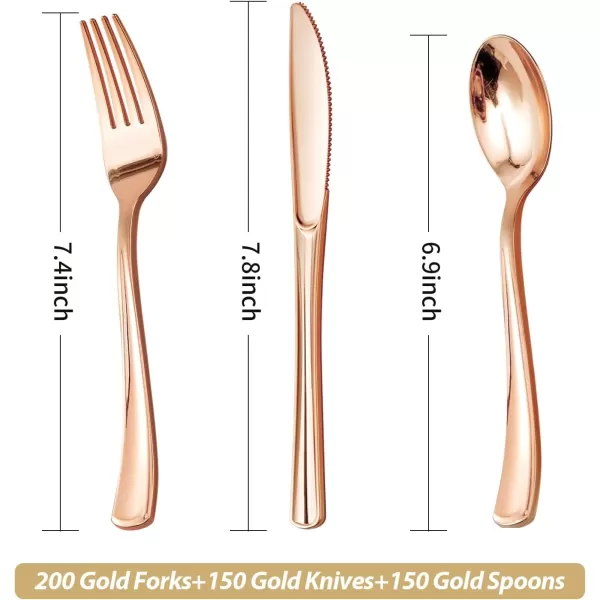 Goodluck 500 Silver Plastic Silverware, Silver Utensil Disposable, Plastic Cutlery Set of 200 Forks, 150 Spoons, 150 Knives for Wedding, Party