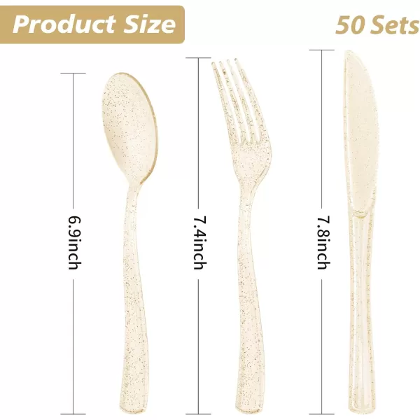 Goodluck 500 Silver Plastic Silverware, Silver Utensil Disposable, Plastic Cutlery Set of 200 Forks, 150 Spoons, 150 Knives for Wedding, Party