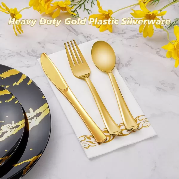 Goodluck 500 Silver Plastic Silverware, Silver Utensil Disposable, Plastic Cutlery Set of 200 Forks, 150 Spoons, 150 Knives for Wedding, Party