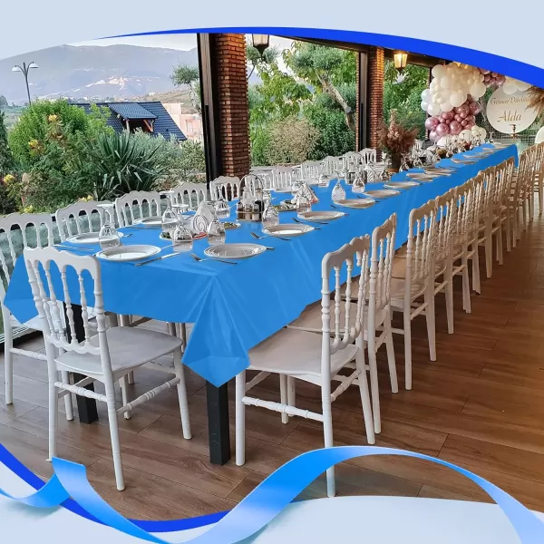 Goodluck 54 Inch X 100 Feet Plastic Table Cloths with Cutter Box, Disposable Table Cloths for Parties, Tablecloth Plastic for Party, Banquet, Wedding, Birthday, Anniversary Decorations, Blue