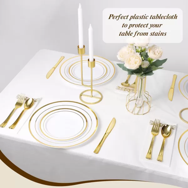 Goodluck 54 Inch X 100 Feet Plastic Table Cloths with Cutter Box, Disposable Table Cloths for Parties, Tablecloth Plastic for Party, Banquet, Wedding, Birthday, Anniversary Decorations, Blue