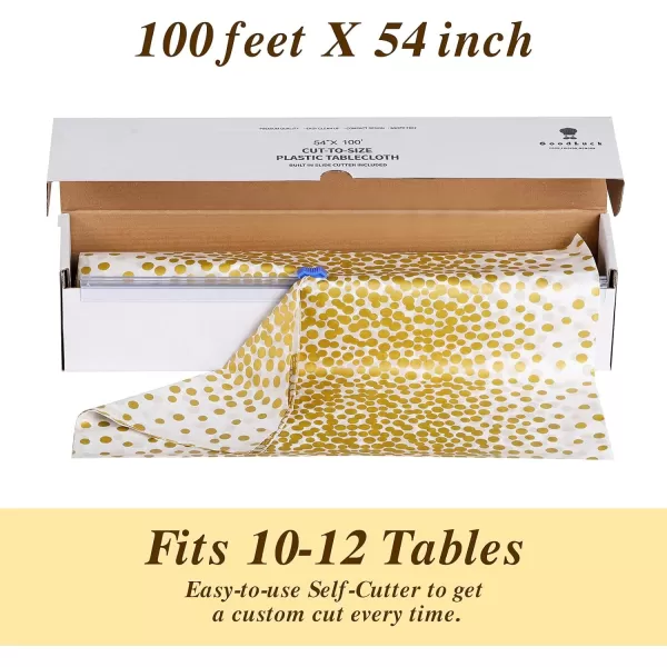 Goodluck 54 Inch X 100 Feet Plastic Table Cloths with Cutter Box, Disposable Table Cloths for Parties, Tablecloth Plastic for Party, Banquet, Wedding, Birthday, Anniversary Decorations, Blue