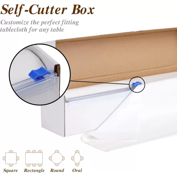 Goodluck 54 Inch X 100 Feet Plastic Table Cloths with Cutter Box, Disposable Table Cloths for Parties, Tablecloth Plastic for Party, Banquet, Wedding, Birthday, Anniversary Decorations, Blue