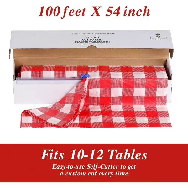 Goodluck 54 Inch X 100 Feet Plastic Table Cloths with Cutter Box, Disposable Table Cloths for Parties, Tablecloth Plastic for Party, Banquet, Wedding, Birthday, Anniversary Decorations, Blue