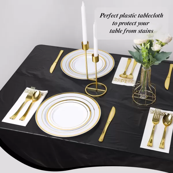 Goodluck 54 Inch X 100 Feet Plastic Table Cloths with Cutter Box, Disposable Table Cloths for Parties, Tablecloth Plastic for Party, Banquet, Wedding, Birthday, Anniversary Decorations, Blue