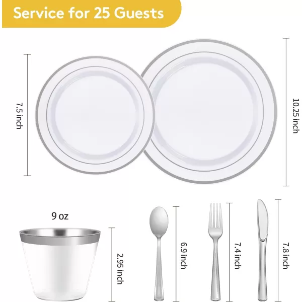 Goodluck 600 Pieces Gold Disposable Plates for 100 Guests, Plastic Plates for Party, Dinnerware Set of 100 Dinner Plates, 100 Salad Plates, 100 Spoons, 100 Forks, 100 Knives, 100 Cups