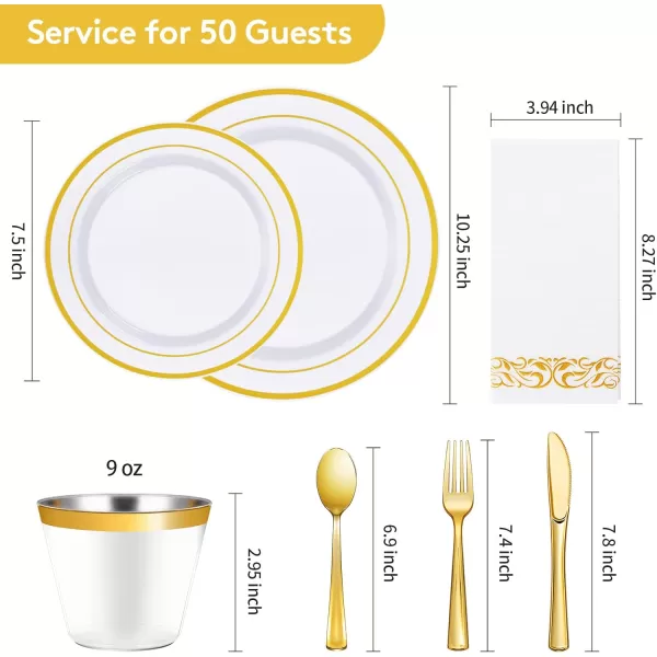 Goodluck 700 Piece Rose Gold Dinnerware Set for 100 Guests, Plastic Plates Disposable for Party, Include: 100 Dinner Plates, 100 Dessert Plates, 100 Paper Napkins, 100 Cups, 100 Silverware Set