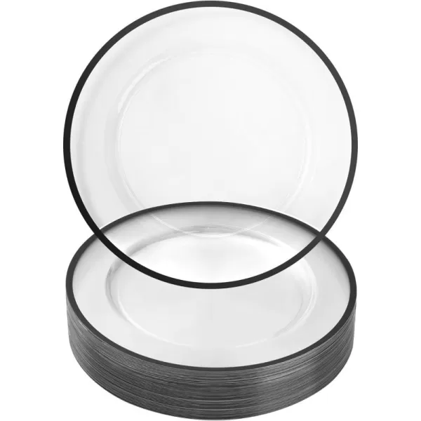 Goodluck 12 Inch Charger Plates, 25 Pack White Charger Plates with Gold Trim, Plastic Charger Plate Bulk for Dinner, Wedding, Party, Event Decoration