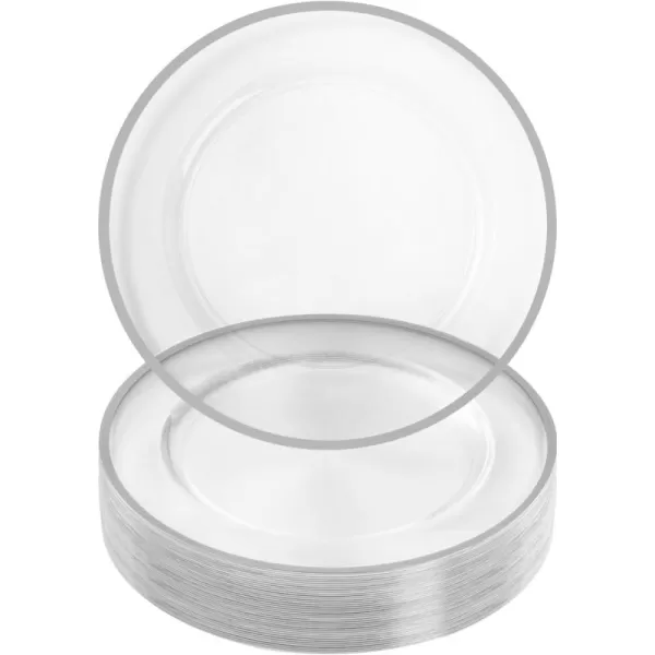 Goodluck 12 Inch Charger Plates, 25 Pack White Charger Plates with Gold Trim, Plastic Charger Plate Bulk for Dinner, Wedding, Party, Event Decoration