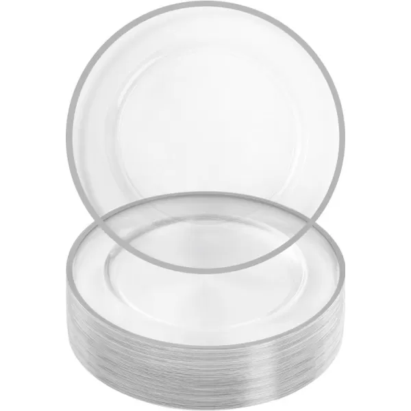 Goodluck 12-Inch Charger Plates, 50 Pack White Charger Plates with Gold Trim, Gold Chargers for Dinner Plates, Plastic Charger Plates Bulk for Dinner, Wedding, Party, Event Table Decoration