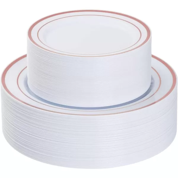 Goodluck 120PCS Gold Plastic Plates, Heavy Duty Disposable Gold Plates with 60 10.25 inch Dinner Plates and 60 7.5 inch Dessert Plates, Disposable Plates for Party, Holiday, Wedding