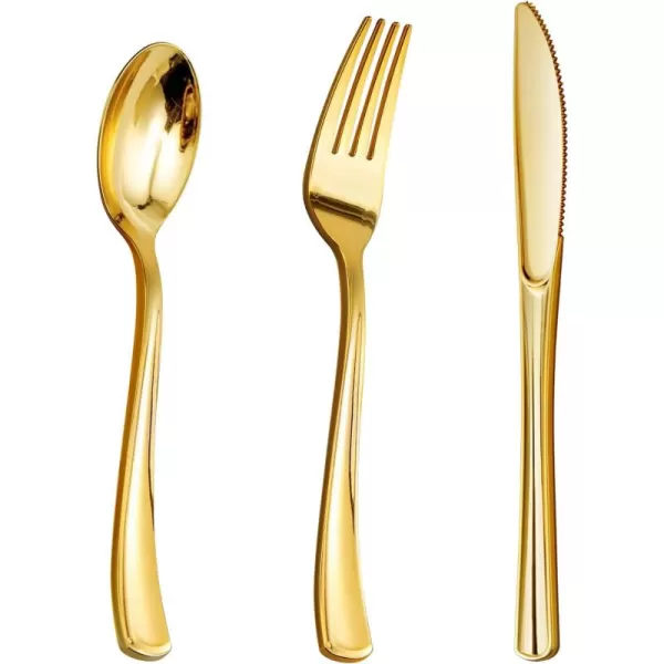 Goodluck 500 Silver Plastic Silverware, Silver Utensil Disposable, Plastic Cutlery Set of 200 Forks, 150 Spoons, 150 Knives for Wedding, Party