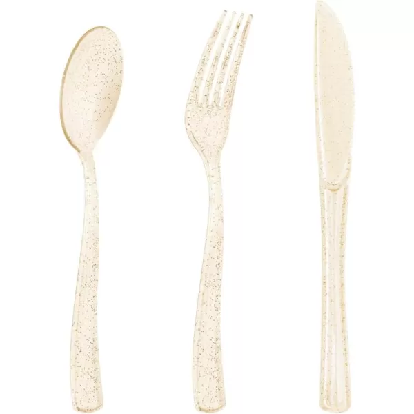 Goodluck 500 Silver Plastic Silverware, Silver Utensil Disposable, Plastic Cutlery Set of 200 Forks, 150 Spoons, 150 Knives for Wedding, Party