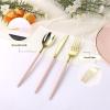 image:imageGoodluck 150 Pcs Pink Gold Plastic Silverware Heavy Duty Disposable Cutlery Set for 30 Guests Includes 50 Forks 50 Knives 50 Spoons Plastic Utensils Perfect for Wedding Birthday Party GraduationPink