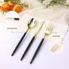 image:imageGoodluck 150 Pcs Pink Gold Plastic Silverware Heavy Duty Disposable Cutlery Set for 30 Guests Includes 50 Forks 50 Knives 50 Spoons Plastic Utensils Perfect for Wedding Birthday Party GraduationBlack