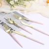 image:imageGoodluck 150 Pcs Pink Gold Plastic Silverware Heavy Duty Disposable Cutlery Set for 30 Guests Includes 50 Forks 50 Knives 50 Spoons Plastic Utensils Perfect for Wedding Birthday Party GraduationPink