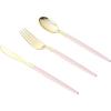 image:imageGoodluck 150 Pcs Pink Gold Plastic Silverware Heavy Duty Disposable Cutlery Set for 30 Guests Includes 50 Forks 50 Knives 50 Spoons Plastic Utensils Perfect for Wedding Birthday Party GraduationPink
