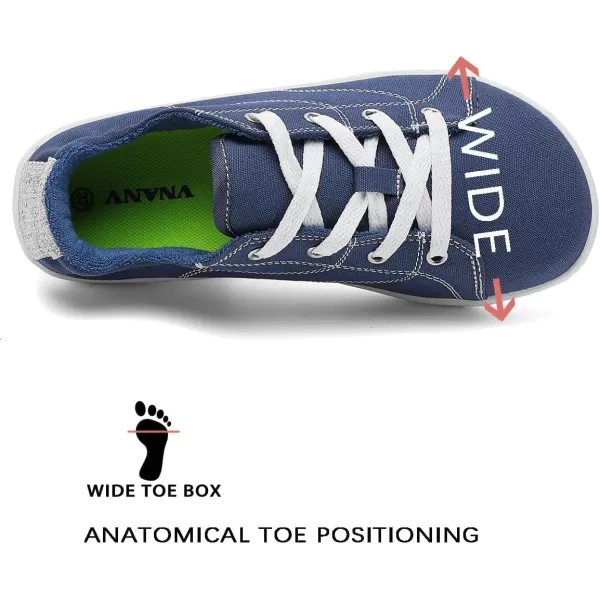 Women's Barefoot Shoes Wide Canvas Minimalist Workout Walking Shoes,Zero Drop Sole Extra Wide Toe Non-Slip Breathable Sneaker