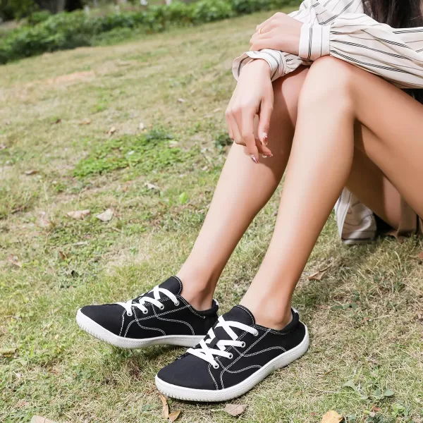 Women's Barefoot Shoes Wide Canvas Minimalist Workout Walking Shoes,Zero Drop Sole Extra Wide Toe Non-Slip Breathable Sneaker