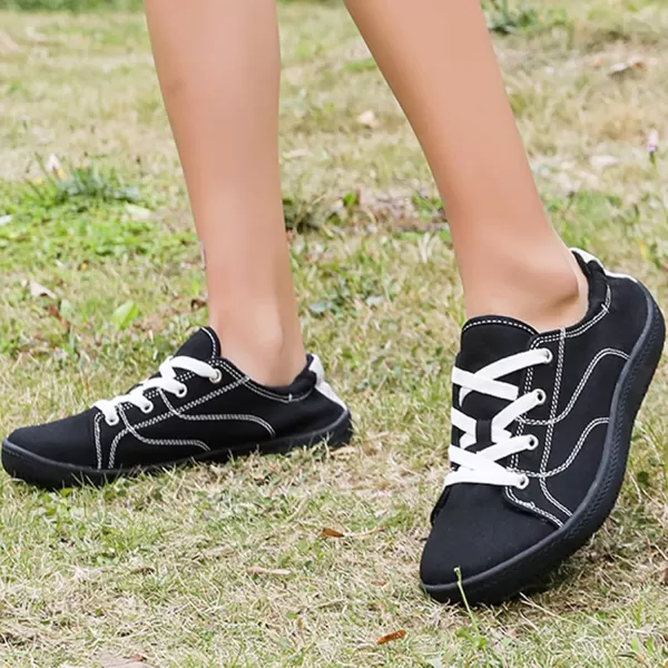 Women's Barefoot Shoes Wide Canvas Minimalist Workout Walking Shoes,Zero Drop Sole Extra Wide Toe Non-Slip Breathable Sneaker