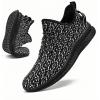 imageMens Slip On Walking Shoes Lightweight Breathable Non Slip Running Comfortable Gym Tennis Athletic Fashion Sneakers MenBlack White