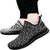 imageMens Slip On Walking Shoes Lightweight Breathable Non Slip Running Comfortable Gym Tennis Athletic Fashion Sneakers MenBlack White