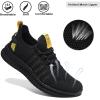imageMens Slip On Walking Shoes Lightweight Breathable Non Slip Running Comfortable Gym Tennis Athletic Fashion Sneakers MenBlackYellow