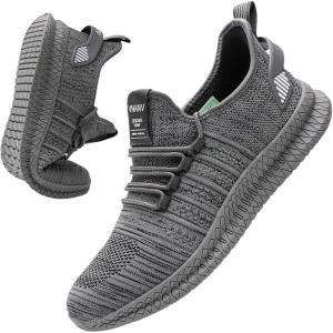 imageMens Slip On Walking Shoes Fashion Running Sneakers  Lightweight Breathable Mesh Gym Tennis Comfortable Athletic 18Grey