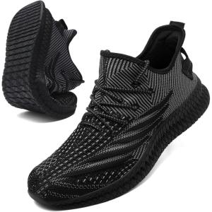 imageMens Slip On Walking Shoes Lightweight Breathable Non Slip Running Comfortable Gym Tennis Athletic Fashion Sneakers MenBlack Grey