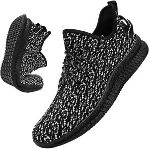 imageMens Slip On Walking Shoes Lightweight Breathable Non Slip Running Comfortable Gym Tennis Athletic Fashion Sneakers MenBlack White