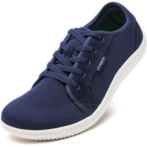 imageMens Wide Slip on Barefoot Walking Shoes  Zero Drop Sole  Minimalist Footwear  Wide Toe BoxAblueWhite