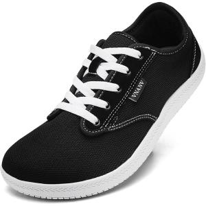 imageMens Wide Slip on Barefoot Walking Shoes  Zero Drop Sole  Minimalist Footwear  Wide Toe BoxBblackWhite