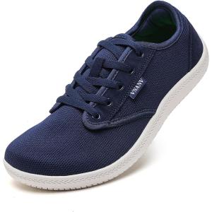 imageMens Wide Slip on Barefoot Walking Shoes  Zero Drop Sole  Minimalist Footwear  Wide Toe BoxBblueWhite