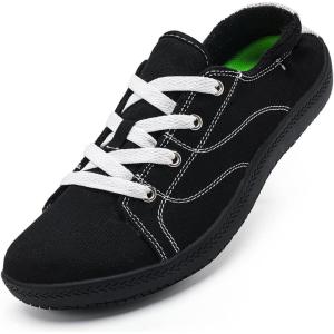 imageWomens Barefoot Shoes Wide Canvas Minimalist Workout Walking ShoesZero Drop Sole Extra Wide Toe NonSlip Breathable SneakerBlack37