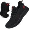 imageMens Slip On Walking Shoes Lightweight Breathable Non Slip Running Comfortable Gym Tennis Athletic Fashion Sneakers Men 12BlackRed