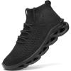 imageMens Fashion Walking Shoes Lightweight Breathable Sneakers  Mesh Knit Sock Sneakers for Gym Casual Running Workout SlipOn Sport ShoesBlack
