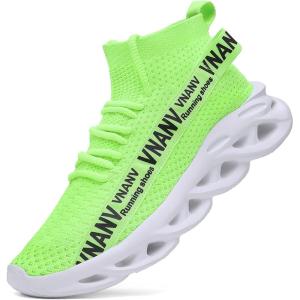 imageMens Fashion Walking Shoes Lightweight Breathable Sneakers  Mesh Knit Sock Sneakers for Gym Casual Running Workout SlipOn Sport ShoesGreen