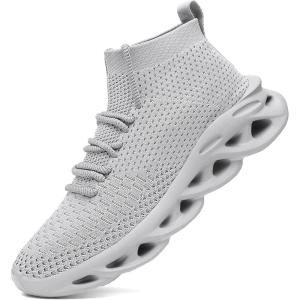 imageMens Fashion Walking Shoes Lightweight Breathable Sneakers  Mesh Knit Sock Sneakers for Gym Casual Running Workout SlipOn Sport ShoesGrey
